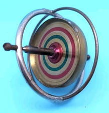 VINTAGE 50’s MCM GYROSCOPE Metal Spinning Top FAO SCHWARZ France Classic Toy #10