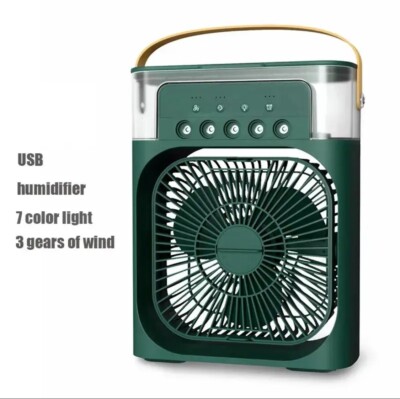 New Portable Humidifier Fan Air Conditioner Cooler Lights 7 Modes Green Summer