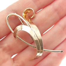 FORSTNER 925 Sterling Silver Gold Plated Vintage Modernist Floral Pin Brooch