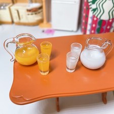 3PC 1:12 Scale Dollhouse Miniature Drinks Juice Milk Glass Pot Cups Accessories