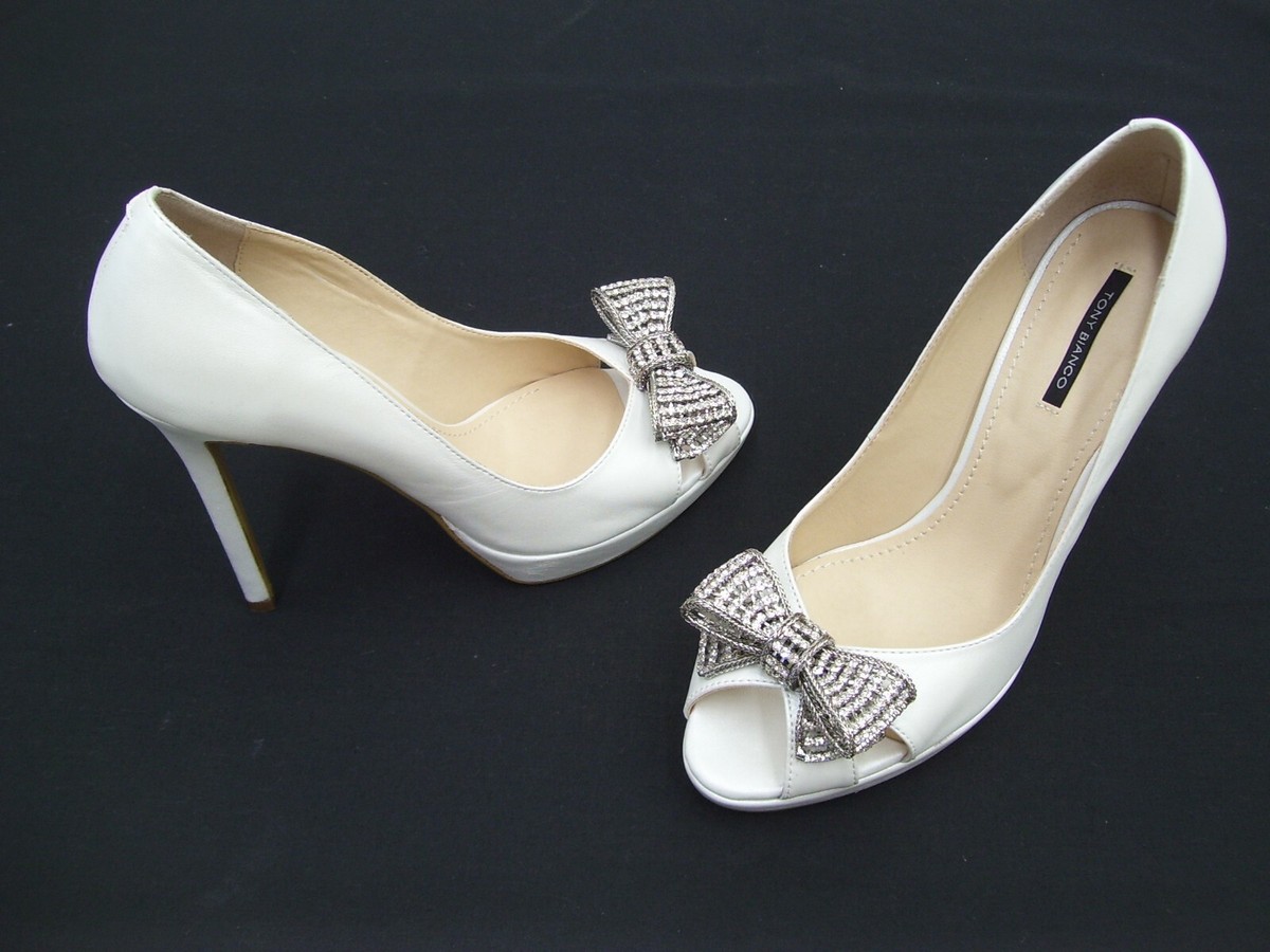 TONY BIANCO SHOES LADIES WEDDING FORMAL DRESS HEELS WHITE PEARL GRETTEL 9.5  | eBay