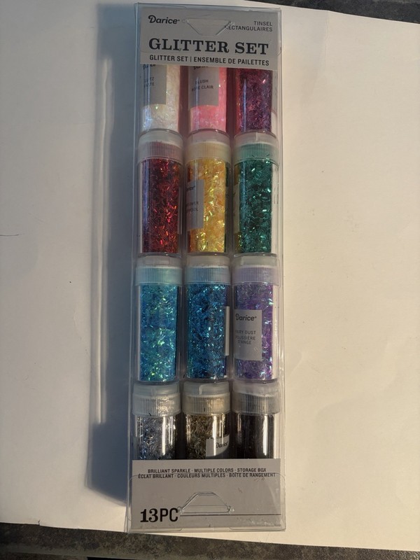 Darice Tinsel Glitter Set 12 Multi-Colored  Brand New
