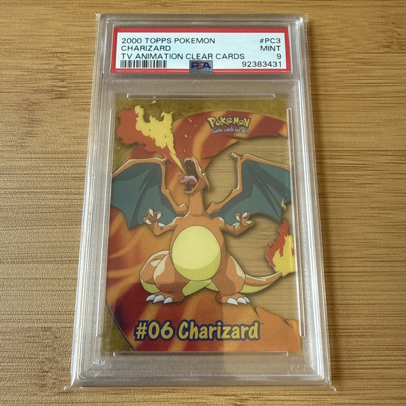 Charizard 🔥 2000 Topps Pokemon PC3 - TV Animation Clear Cards 🔥 PSA 9 Mint