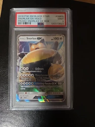 2016 P.M. SM Black Star Snorlax GX Holo #SM05  PSA 9