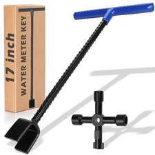 17 Inch Water Meter Key 4 Way Multi Functional Shut Off Tool Wrench