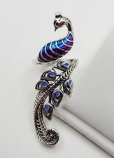 925 Sterling Silver Peacock Phoenix  Ring, Ad...