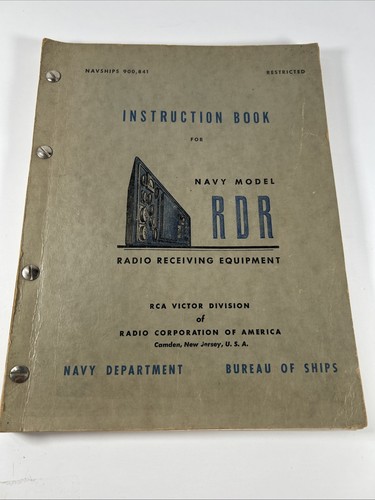 1945 Navy RDR Radio Receiving Equipment Instruction-Service Manual