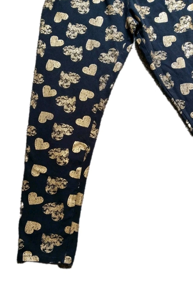 Leggings Capri Juniors No Boundaries Negros y Dorados, M(7-9), Corazones Dorados Foto 3 de 4
