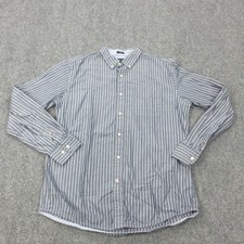 Tommy Hilfiger Shirt Mens M Blue Striped Cotton Long Sleeve Button Front
