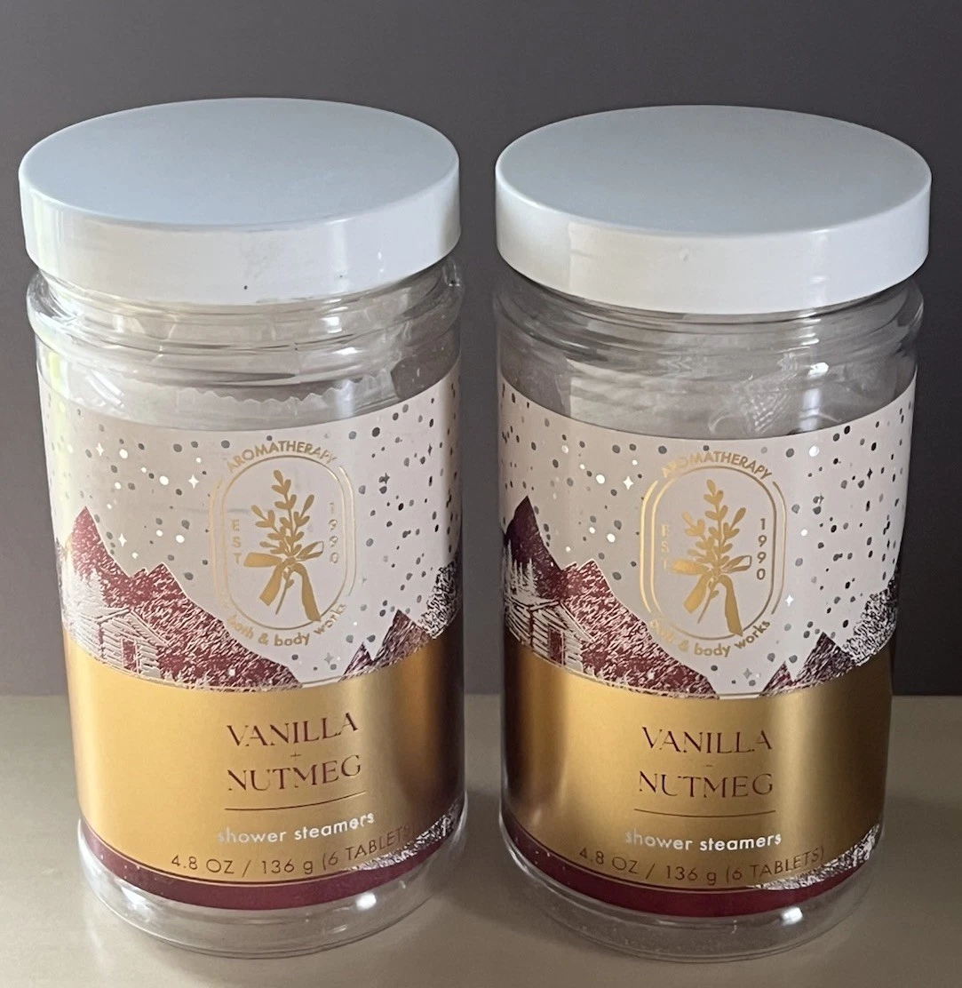 Two Bath & Body Works Aromatherapy Vanilla Nutmeg Shower Steamers New