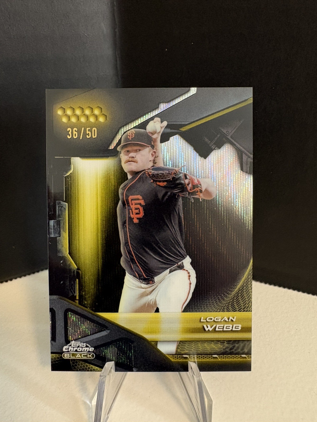 2026 Topps Chrome Black Logan Webb Gold Wave Refractor 36/50- Giants