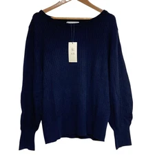 Kumikyoku Angora Blend Cable Knit Sweater, Size 6, Navy Women USED