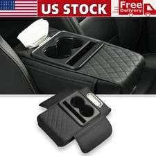 Car Armrest Cushion Auto Center Console Pillow with Cup Holder & Tissue Box Slot