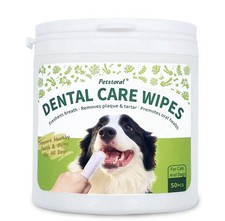 50 Count Dental Wipes for Dogs Cats, Teeth Gum Cleaning, Plaque