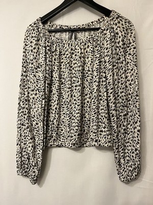 Anthropologie Blouse Womens Size XS Cheetah Print PLong Sleeve Stretch Top