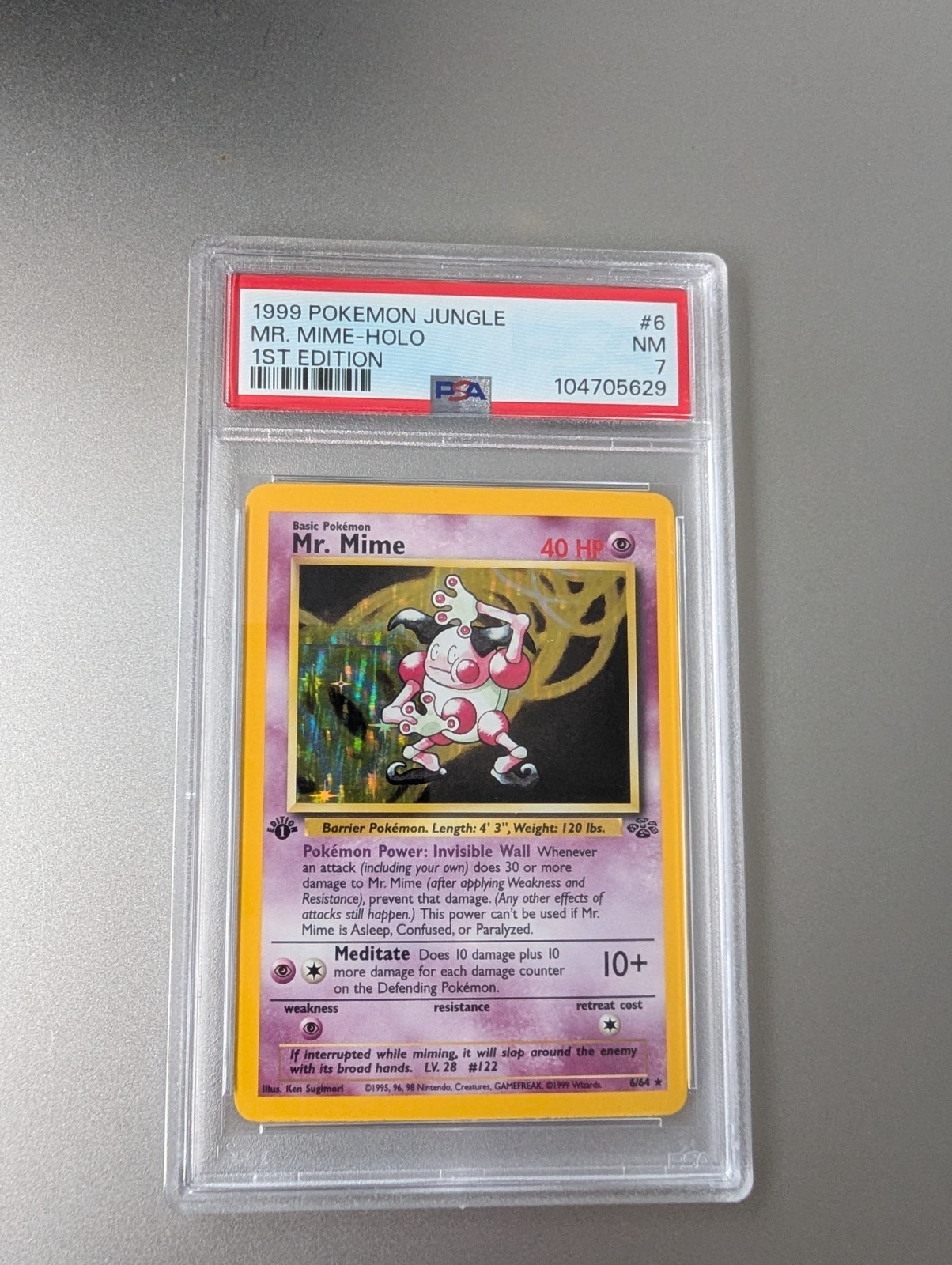 1999 Pokémon 1st Edition Jungle Mr. Mime Holo 6/64 - PSA 7 NM
