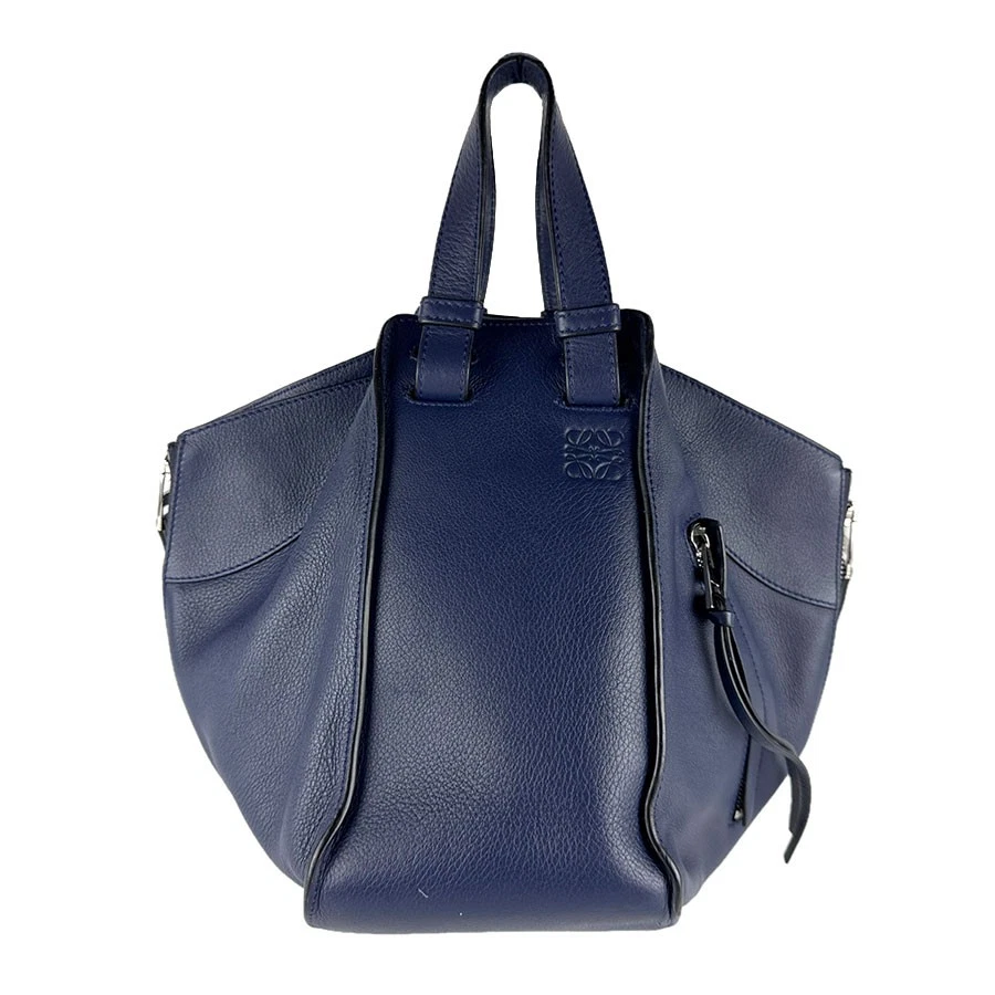 Loewe — Auth LOEWE Hammock Handbag Shoulder Bag Navy Leather/Silvertone - z8577