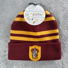 NWT Harry Potter Gryffindor House Crest Knit Striped Beanie Hat