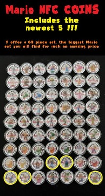 63 piece set Mario Coins For Switch 1 & 2 - With Unreleased - Used on all games!