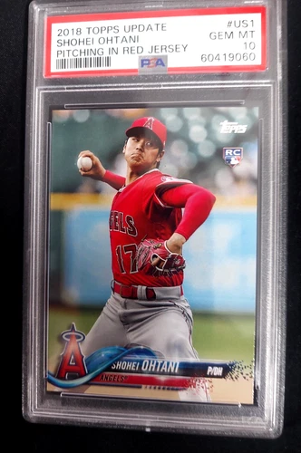 2018 Topps Update Shohei Ohtani RC Rookie #US1 PSA 10 Pitching Red Jersey