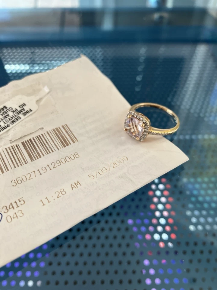14kt Rose Gold Pink Amethyst & Diamond Ring From Macy’s - Image 3 of 4