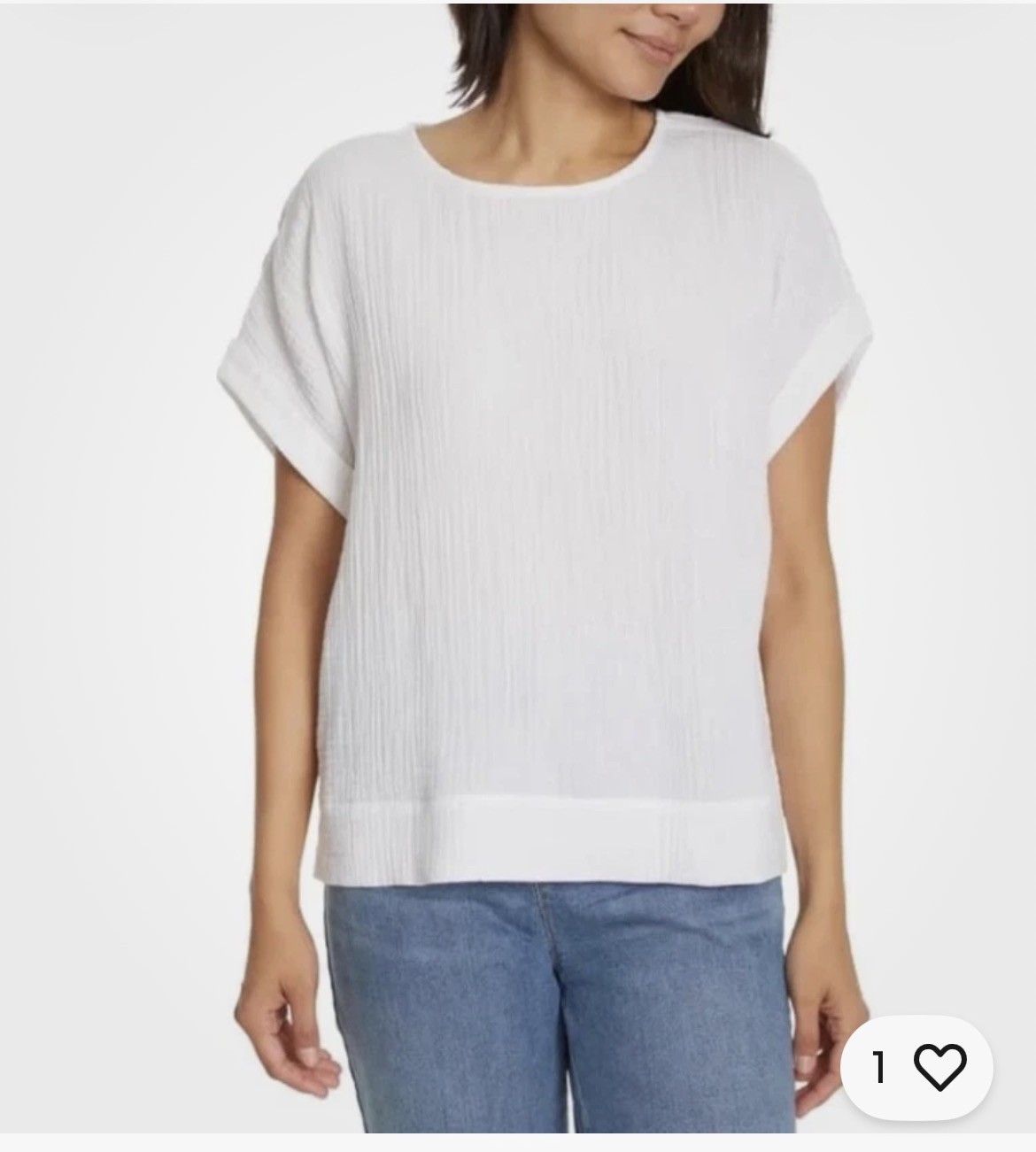 Gloria Vanderbilt Women's Short Sleeve Cotton Gauze Pullover, White, Medium