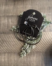 Jasmine Lane Gunmetal Dark Metal Huge Boho Hoop Earrings