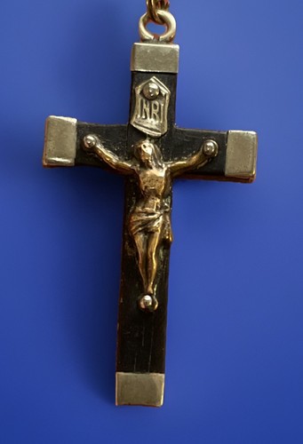 Vintage Catholic Ebony Wood Rosary, Ebony & Nickel Silver Crucifix, France - Picture 2 of 6