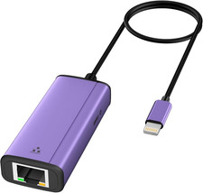Lightning to 1000Mbps Ethernet Adapter, 2 in 1 Iphone Ipad to RJ45 Ethernet LAN