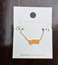 Kendra Scott Boo Necklace Gold Plated Enamel Cable Chain 16in Halloween orange
