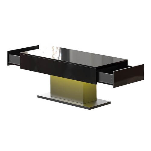 High gloss Coffee Table with RGB LED Lights Living Room Cocktail Table Black - Picture 13 of 13