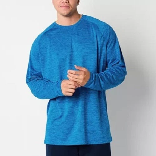 NWT Xersion Men's EverAir Long Sleeve Crew T-Shirt Blue Heather Size 4XL