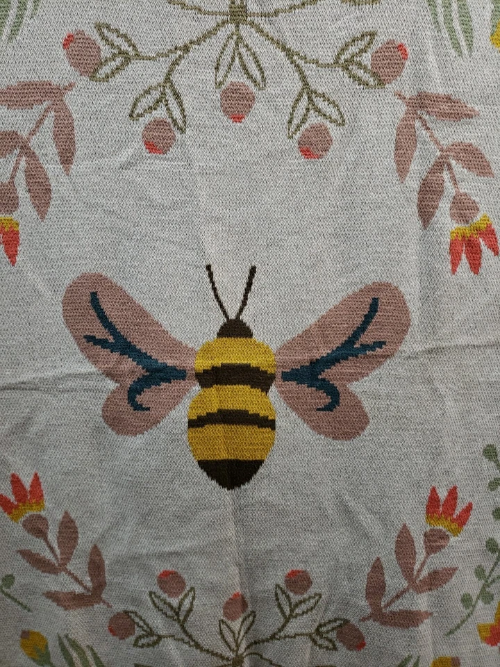 Cobertor floral 34x44 criativo cooperativo Bee Bumblebee malha algodão herança bebê menina - Imagem 3 de 4