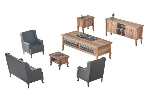 Komplett BüRoeinrichtung BüRotisch Chefsessel Sideboard Holz Leder Sofas-image
