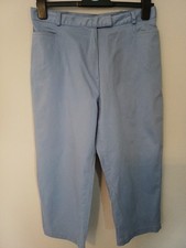 Ladies Summer Light Blue Cropped Trousers Size 14 BHS, Zip Closure VGC