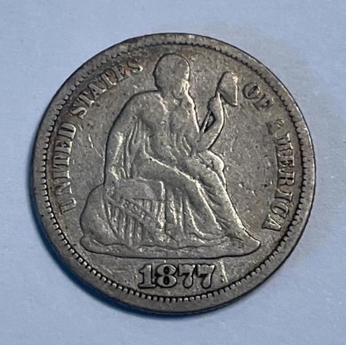 1877-P US 10C Seated Liberty Silver Dime Coin