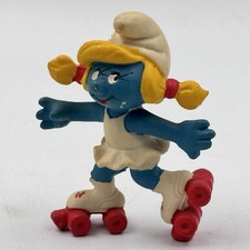 1980 Smurfs Peyo Schleich Pvc Smurfette Roller Skating Figure