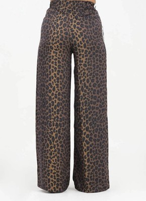 Adidas 'Leopard Print' Satin Wide Leg Track Pant | size XL