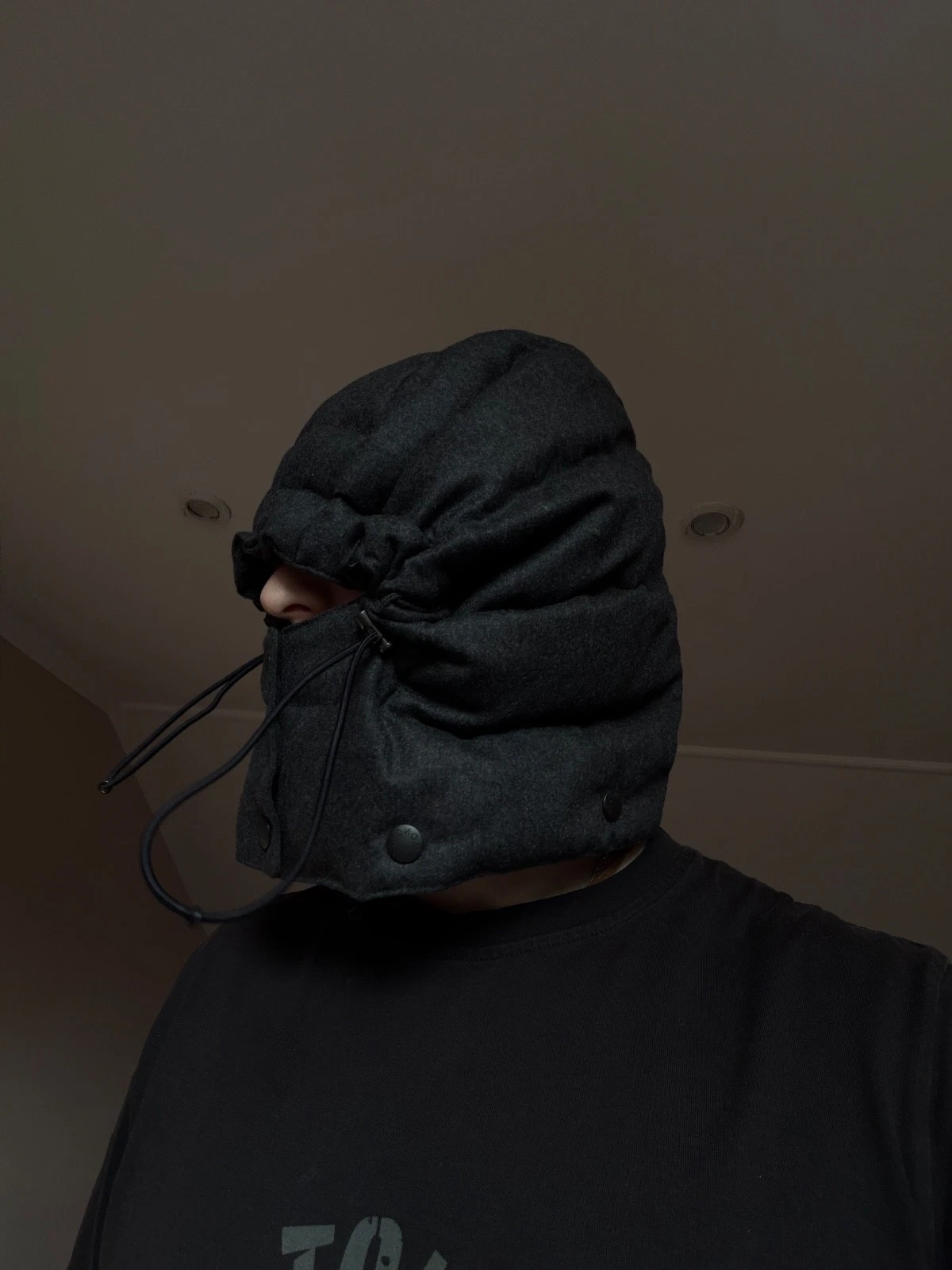 Moncler Balaclava Hat( Hood) One Size Gray Wool/Down
