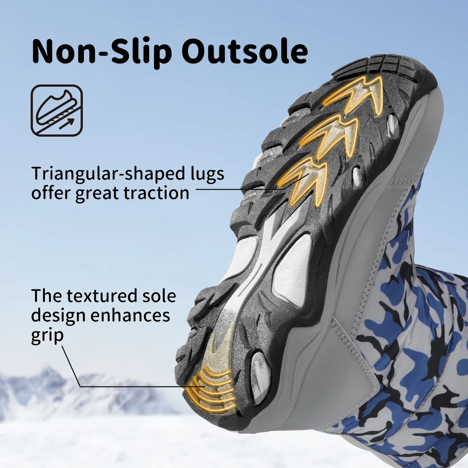 Niñas Niños Botas de Nieve Invierno Aire Libre Medio Pantorrilla Piel Sintética Forradas Cálidas Botas de Nieve para Esquí Foto 4 de 4