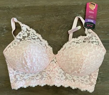 MAIDENFORM~NEW~Wireless Pink Floral Lace Convertible Bra~Womens size 34D~NWT
