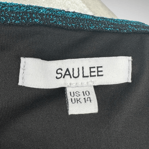 Sau Lee Denise Metallic Mini Halter Dress Size US 10 UK 14 Cocktail Peacock Blue - Bild 8 von 11