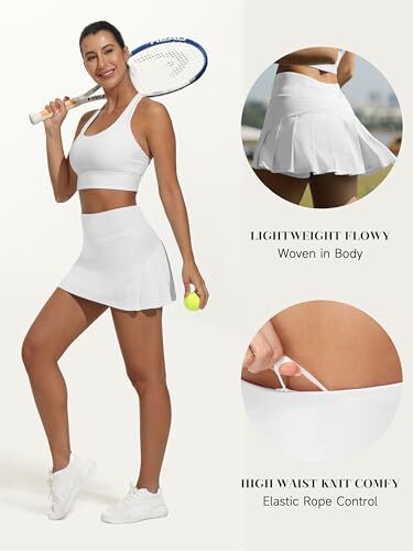 Damen Tennisröcke Golfshorts mit Taschen hochtailliert innen X-Large weiß - Bild 4 von 7