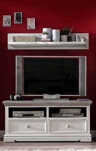 Lowboard 120 Cm Unterschrank Fernsehschrank Board Landhaus Kiefer Weiss Neu Ebay