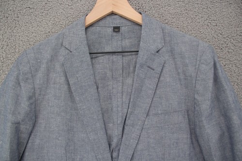 J Crew Ludlow Blazer Jacket Men 36 R Heather Blue Somelos Linen Unstructured - Picture 5 of 14