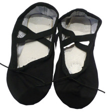 Girl's Black Canvas Ballet Dance Shoes Size 24 Split-Sole 6 1/2" Long Brand New