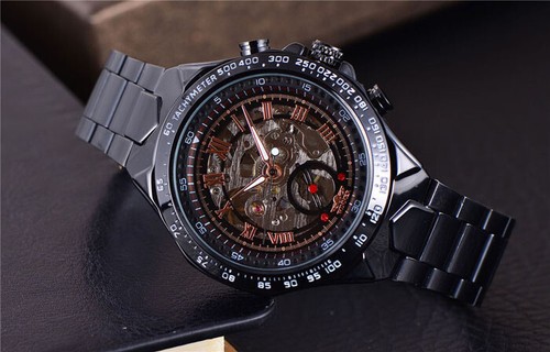 Men's Watch Luxury Automatic Mechanical Stainless Steel Watches Skeleton Gifts - Picture 6 of 36