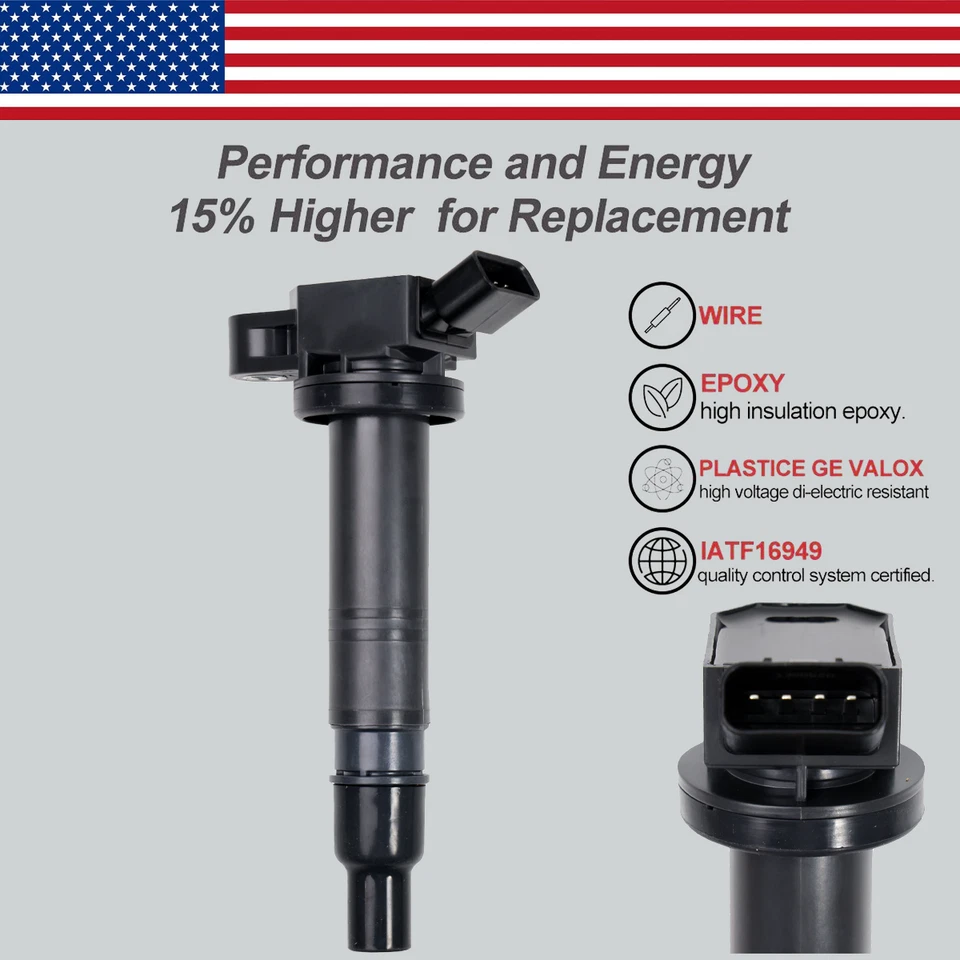 4x Bobina de encendido OEM y 4 bujías de iridio para Toyota Tacoma Camry Solara UF495 Foto 3 de 4