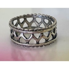 Vintage Sterling Silver Openwork Wide Band Ring Size 9 3/4