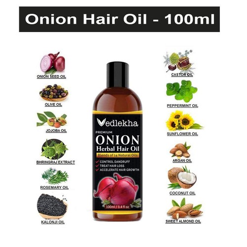 Vedlekha Onion Hair Oil with Red Onion Extract & Anti Dandruff 100ml - Picture 13 of 14